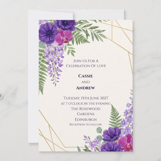 Convite de Casamento Floral Seco de Grama das Pamp (Frente)