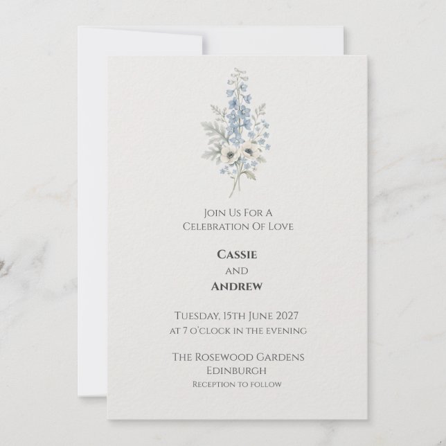 Convite de Casamento Floral Seco de Grama das Pamp (Frente)