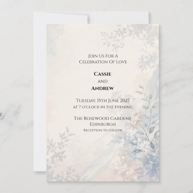 Convite de Casamento Floral Seco de Grama das Pamp (Frente)