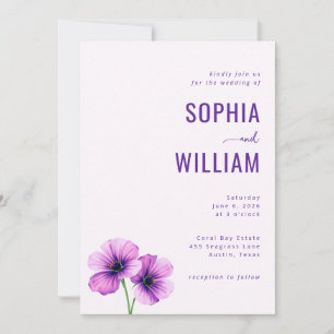 Convite de Casamento Floral Sereno Lavanda