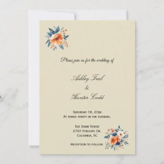 Convite de Casamento Floral Simples de Outono