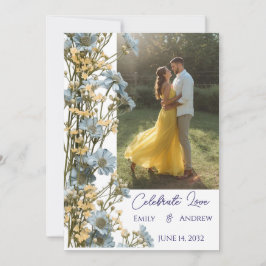 Convite de Casamento Floral Simples Moderno com Fo