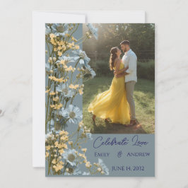 Convite de Casamento Floral Simples Moderno com Fo