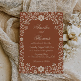 Convite de Casamento Floral Talavera Mexicana