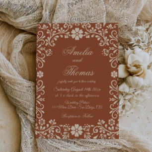 Convite de Casamento Floral Talavera Mexicana