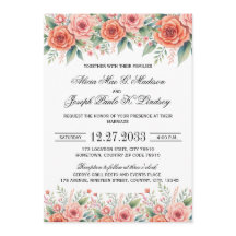 Convite de Casamento Floral Terracota Moderno