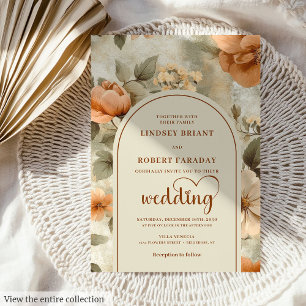 Convite de Casamento Floral Terracota Sage Boho El