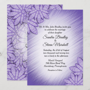 Convite de Casamento Floral Tom Ultra Violeta