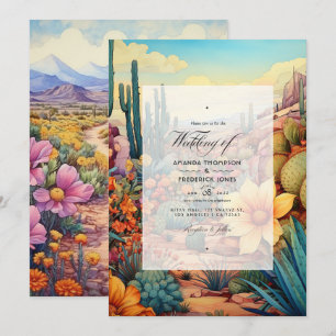 Convite de Casamento Floral Tons do Deserto