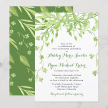 Convite de Casamento Floral Trevo Verde