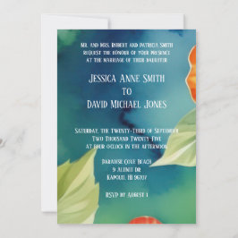 Convite de Casamento Floral Tropical em Aquarela A