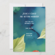 Convite de Casamento Floral Tropical em Aquarela A