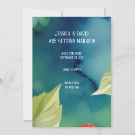 Convite de Casamento Floral Tropical em Aquarela A