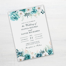 Convite de Casamento Floral Turquesa | Botânico