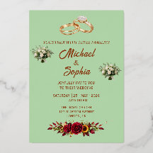 Convite de Casamento Floral Verde