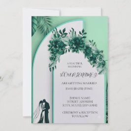 Convite de Casamento Floral Verde