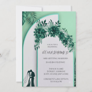 Convite de Casamento Floral Verde