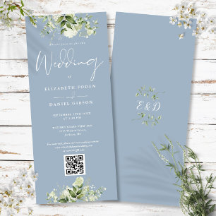 Convite de Casamento Floral Verde com Código QR Az