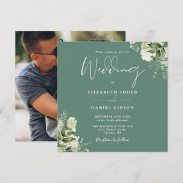 Convite de Casamento Floral Verde de Eucalipto Qua