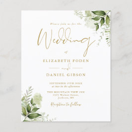 Convite de Casamento Floral Verde Dourado Orçament