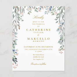 Convite de Casamento Floral Verde Econômico