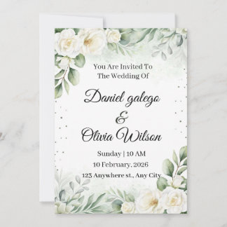 Convite de Casamento Floral Verde Elegante | Edita