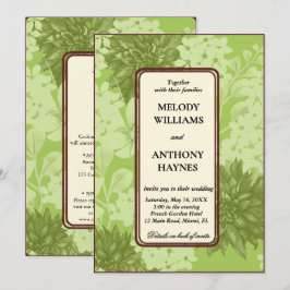 Convite de Casamento Floral Verde Oliva Tudo em Um