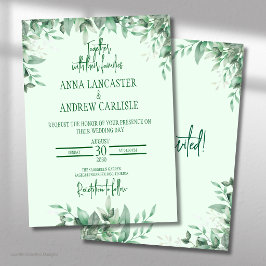 Convite de Casamento Floral Verde Safira Elegante