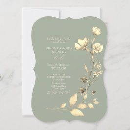 Convite de Casamento Floral Verde Sage Boho