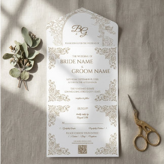 Convite de Casamento Floral Verde Sage Elegante Tu