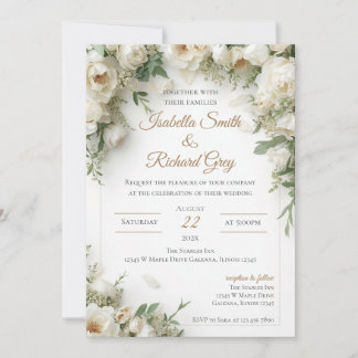 Convite de casamento floral verde salvia