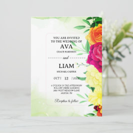 Convite de Casamento Floral Verde Sálvia