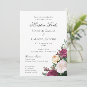 Convite de casamento floral vermelho Convite Spa