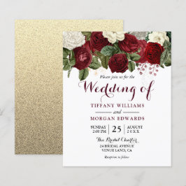 Convite de casamento Floral Vermelho e Branco