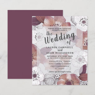 Convite de Casamento Floral Vermelho Roxo Orçament