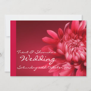 Convite de casamento floral vermelho + RSVP