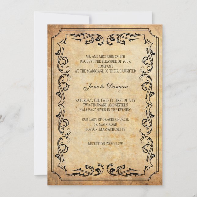 Convite De Casamento Floral Vintage (Frente)