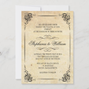 Convite De Casamento Floral Vintage
