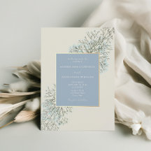 Convite de Casamento Floral Vintage Azul Empoeirad