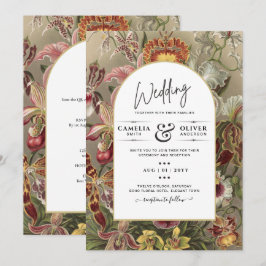 Convite de casamento floral vintage borgonha