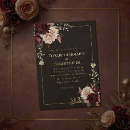 Convite de Casamento Floral Vintage com Bruxaria