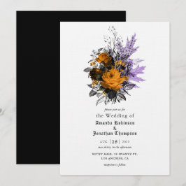Convite de Casamento Floral Vintage de Halloween