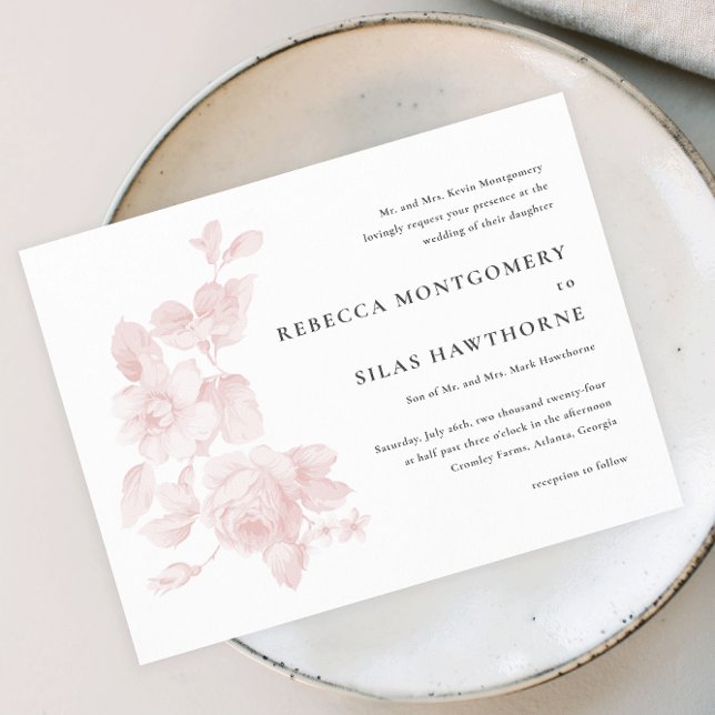 Convite de Casamento Floral Vintage Econômico (Budget elegant floral wedding invitation.)