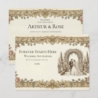 Convite de Casamento Floral Vintage Elegante em Ca