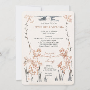 Convite de Casamento Floral Vintage Lésbico