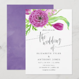 Convite de casamento Floral Violet and Plum Waterc
