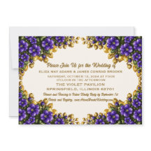 Convite de Casamento Floral Violeta Azul de Illino