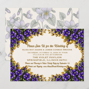 Convite de Casamento Floral Violeta Azul de Illino