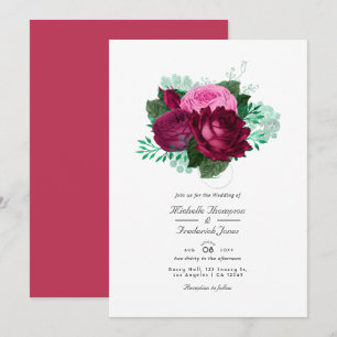 Convite de Casamento Floral Viva Magenta