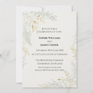 Convite de Casamento Floral Xadrez Tartan